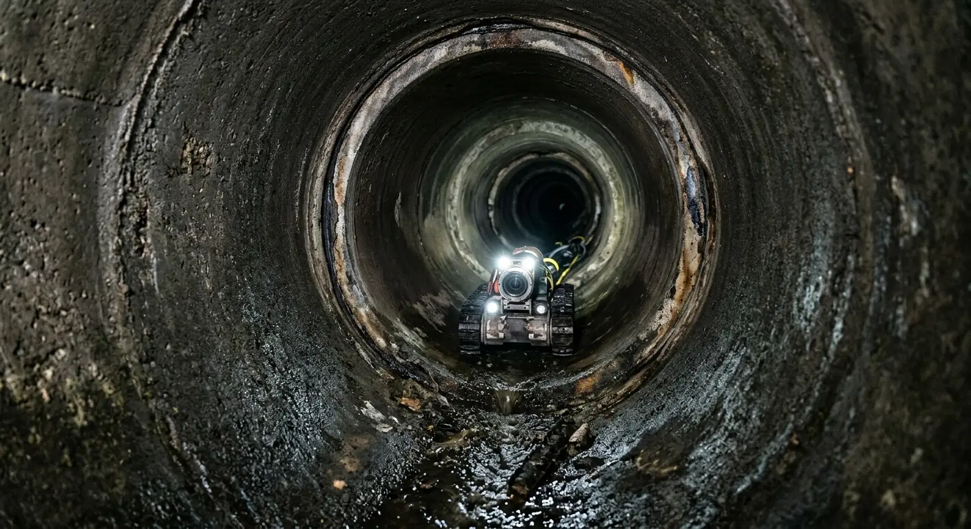 Robotic sewer camera inspecting pipe interior for Drain Snake Service in Santa Fe Springs